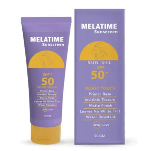 Melatime Sunscreen Offer (1+1 Free) Sun Gel (SPF50+) Velvet Touch Primer Base Invisible Texture 50gm