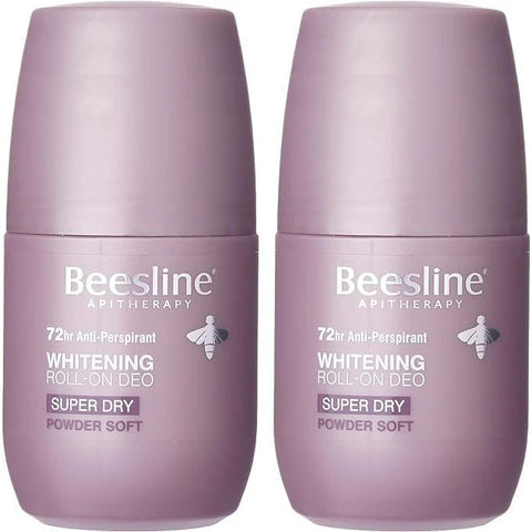 Beesline Natural Whightning (Super Dry Powder Soft) Roll On Duo 4in1 Formula 48h Anti-prespirant 50ml - 2PCS