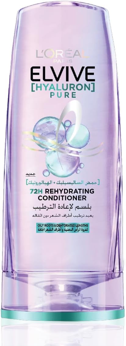 Loreal Elvive Hyaluron Pure Rehydrated Conditioner 72H For Oily Scalp & Dehydrated Lenghts 600ml