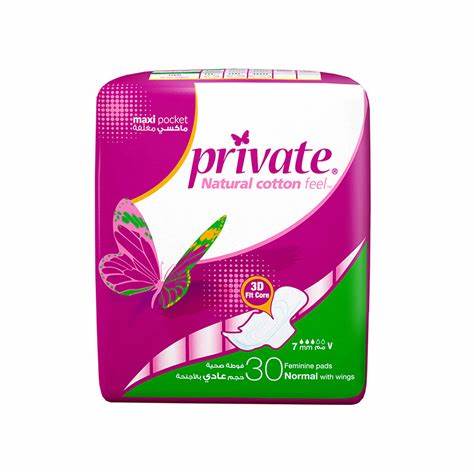 Private Maxi Pocket 7mm Normal With Wing 30 Pads