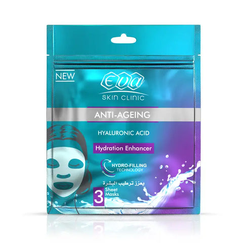 Eva Skin Clinic Anti-Ageing Hyaluronic Acid Hydration Enhancer Sheet Mask- 3PCS