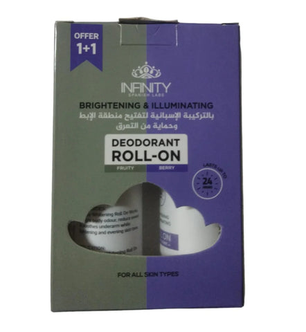 Infinity Brightning & Illuminating Roll On Fruity Scent 80ml &Infinity Brightning & Illuminating Roll On Berry Scent 80ml For All Skin Types ( Offer Pack 1+1 ) - 2Pcs