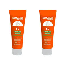 Melatime Sunscreen Offer (1+1 Free) Cream Gel (SPF50+) Anti-Shine Water Resistant 120ml