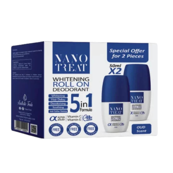Nano Treat Whitening Roll On Deodorant Special Offer 2Pcs Oud Scent 50ml