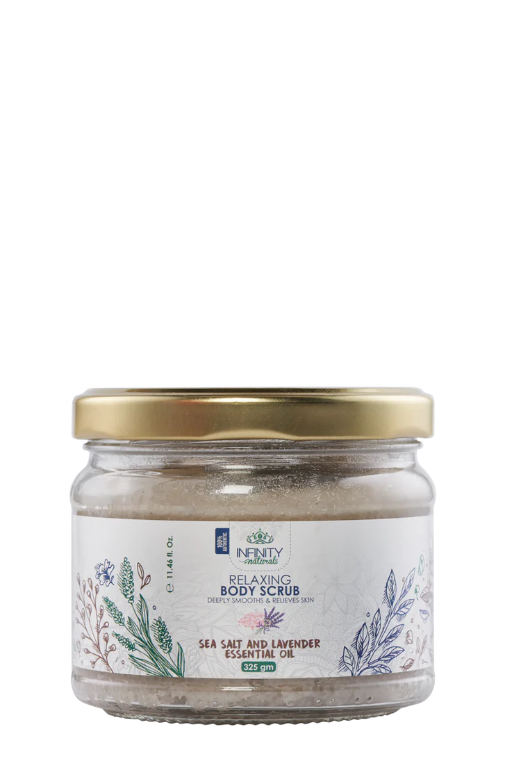Infinity Naturals Relaxing Body Scrub With Sea Salts & Lavander Essential Oil 325gm